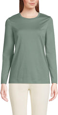 Lands' End Women's Relaxed Supima Cotton Long Sleeve Crew - Soft easy