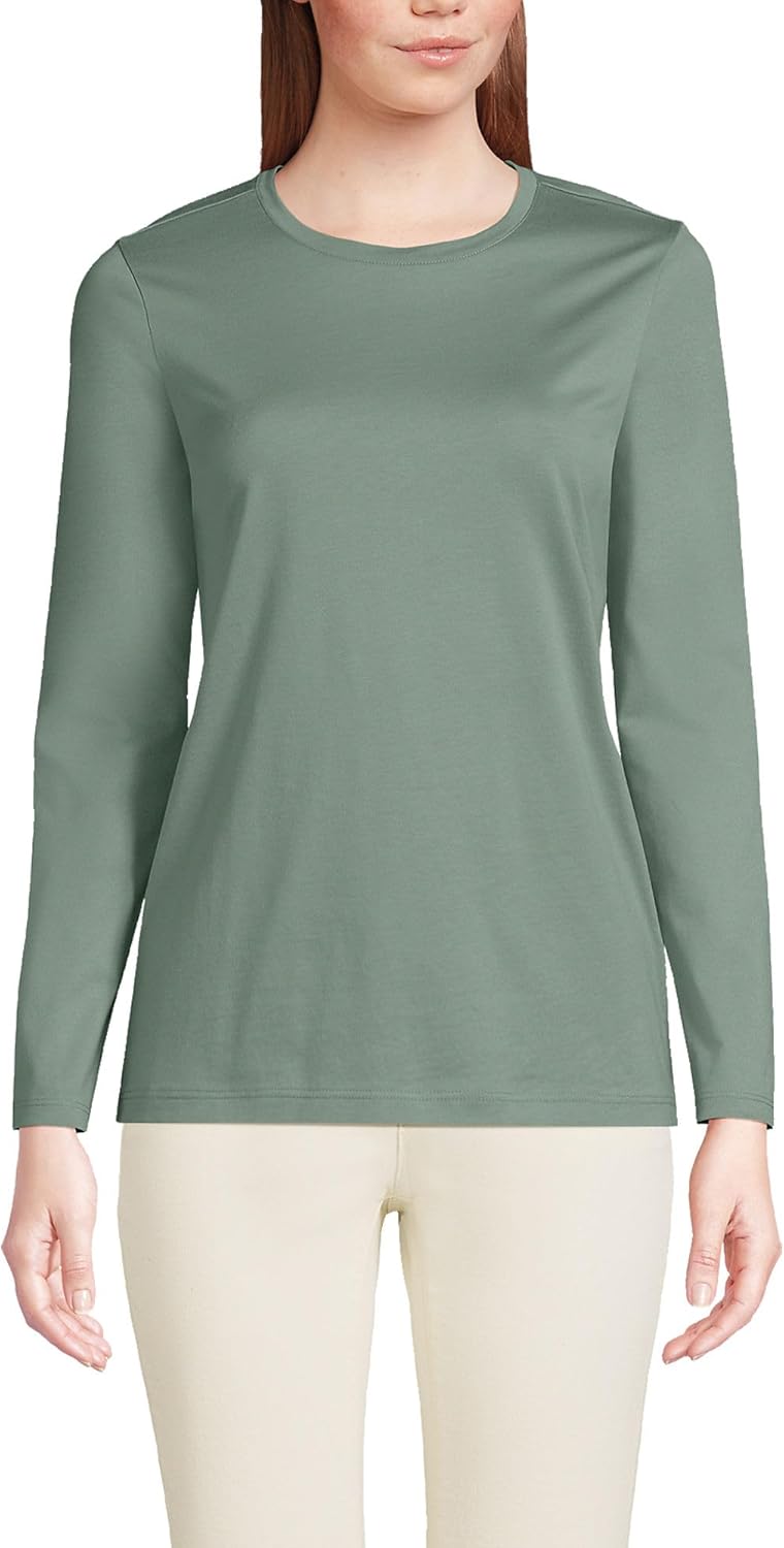 Relaxed Supima Cotton Long Sleeve Crew Neck T-Shirt for Women