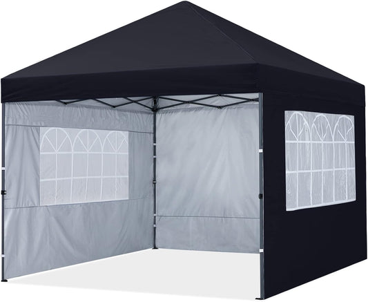 10x10 Pop Up Canopy with Church Window Sidewalls in Black, by MASTERCANOPY