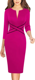 Women's Crisscross Work Dress in Colorblock Style by VFSHOW