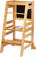 Bamboo Adjustable Height Kids Kitchen Step Stool - Grows With Child