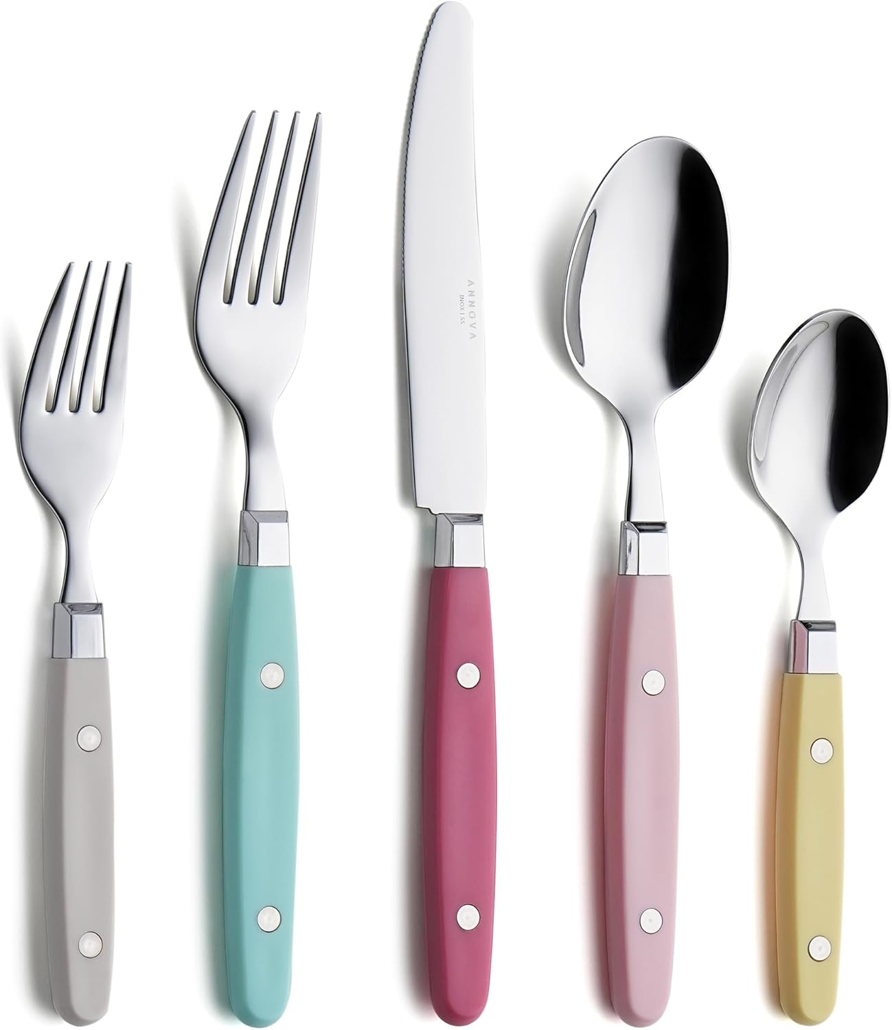 ANNOVA Silverware Set Stainless Steel Cutlery with Colorful Handles