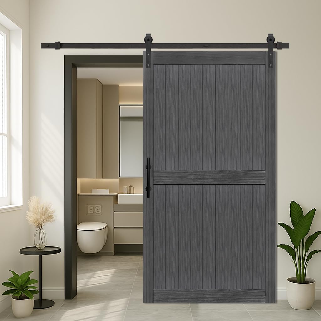 42in x 84in Deep Gray Barn Door with 8FT Sliding Hardware Kit
