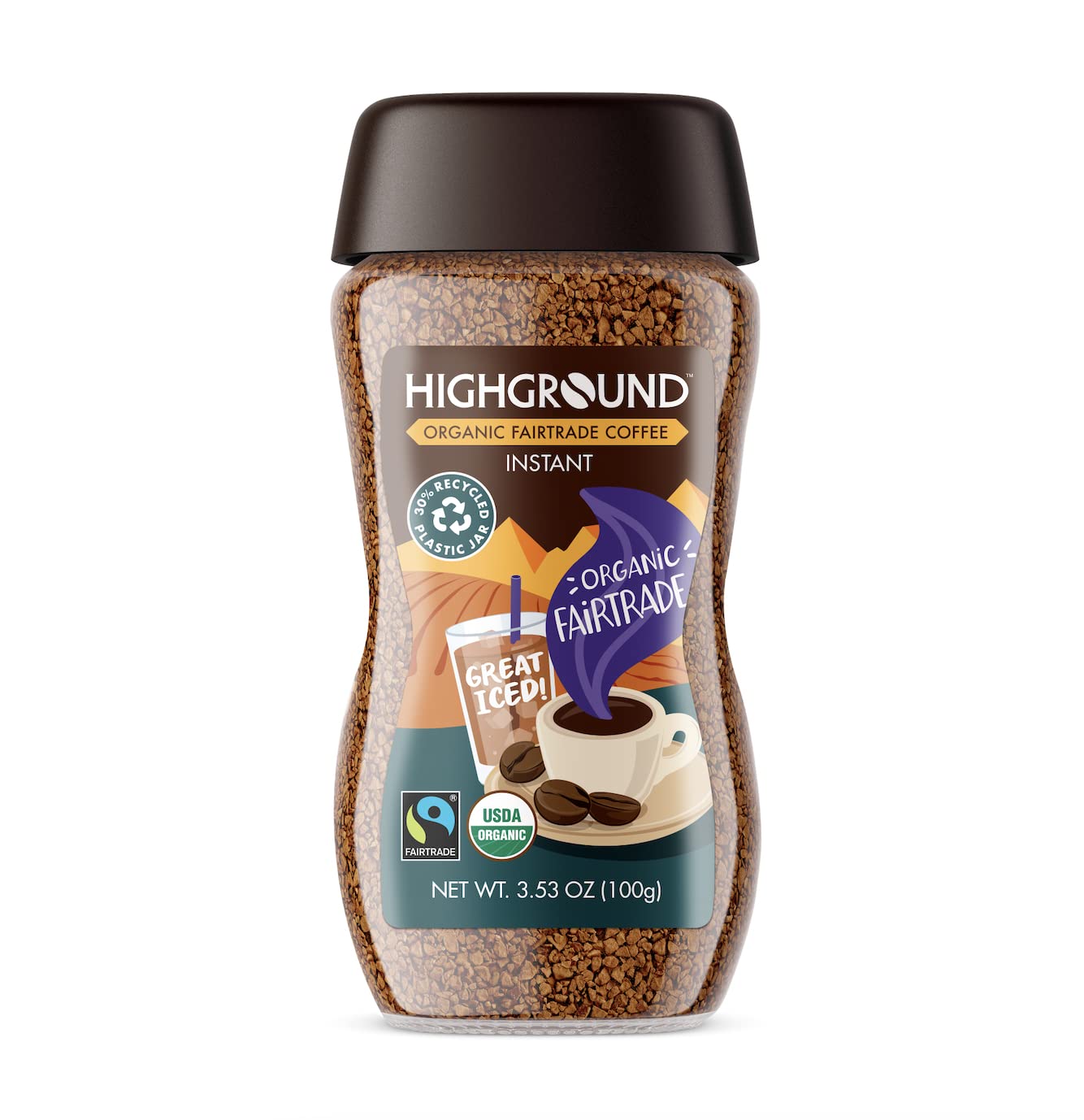 Highground Organic Instant Regular Coffee - 3.53 Oz - Pure Convenience!