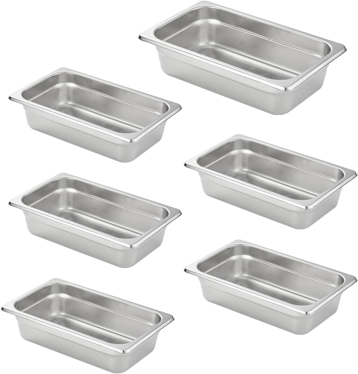HECMAC 6 Pack Anti-Jam Hotel Pans for Catering and Storage