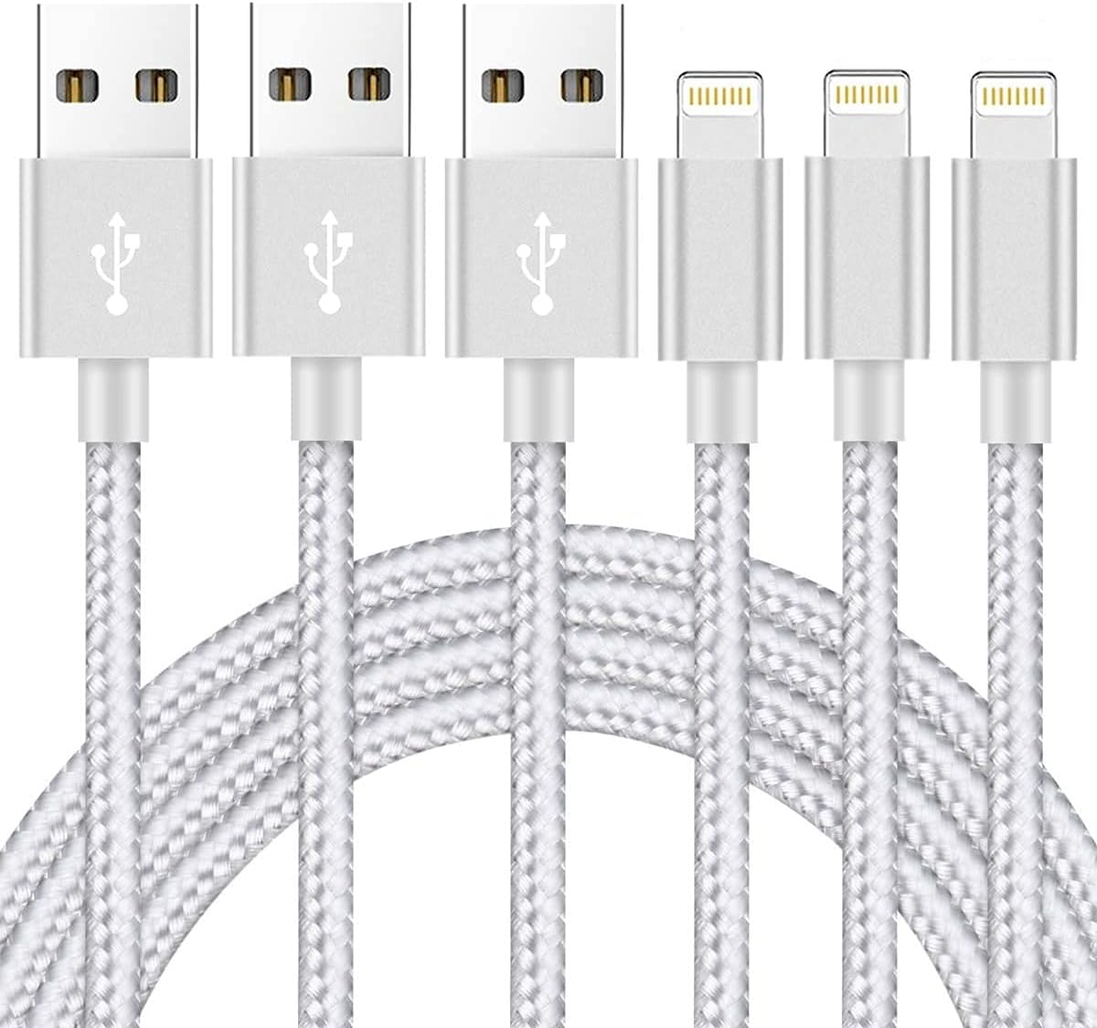Fast Charge Trio: 10ft MFi-Cert Nylon iPhone Cables