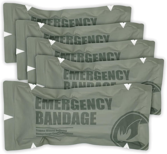Israeli Style Emergency Bandage for Fast Compression - 5 Pack