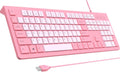 COLIKES USB Wired Keyboard: Spill-Resistant & Stylish in Rose Pink