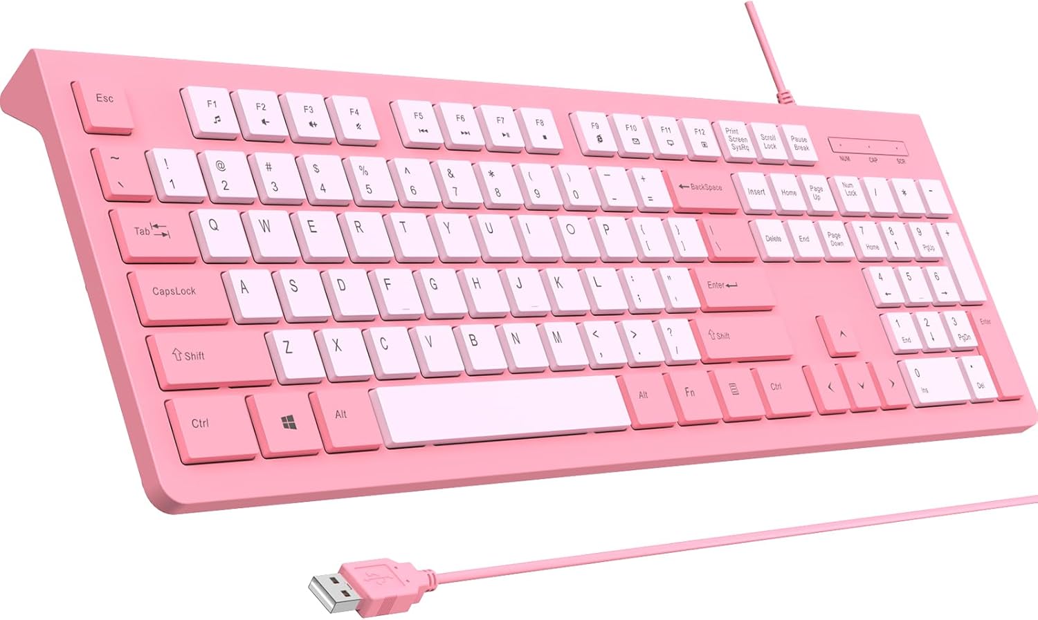 COLIKES USB Wired Keyboard: Spill-Resistant & Stylish in Rose Pink