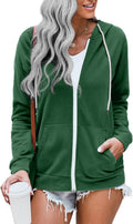 Women Casual Full Zip Up Hoodie Comfy Loose Long Sleeve Sweatshirt