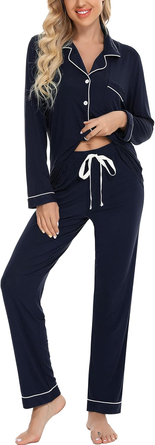Leikar Button Up Pajama Set For Women - Soft and Comfy PJs