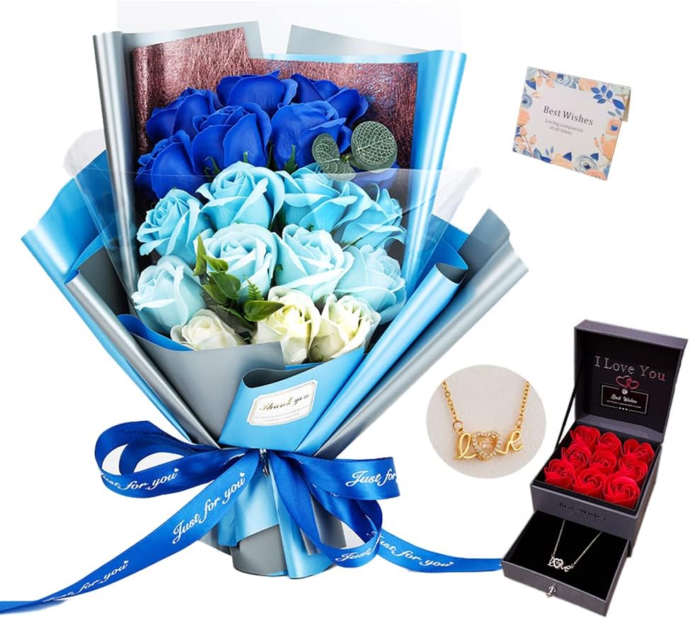 EIGHTOWN Roses Bouquet Artificial Flower Gift Set for Her