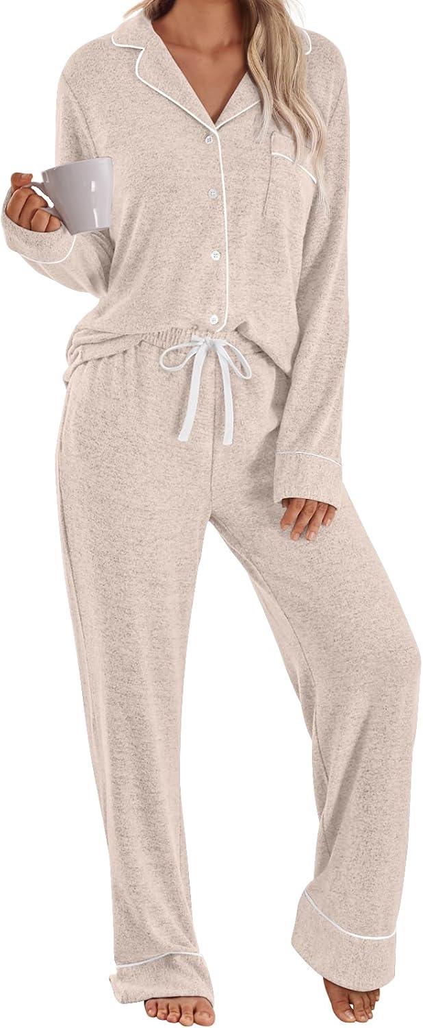 LILLUSORY Women's Long Sleeve Pajama Set for Cozy Comfort