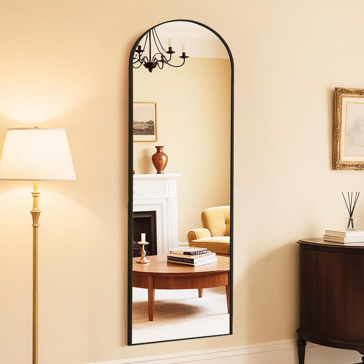 DUMOS Arched Wall-Mounted Full Length Mirror for Bedroom