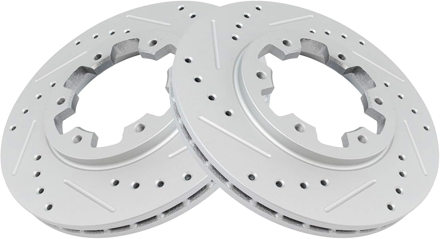 TRQ Front Brake Rotor Set G Coated Vented Drilled and Slotted