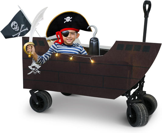 Halloween Pirate Ship Wagon Cover with LED Lights for Decor