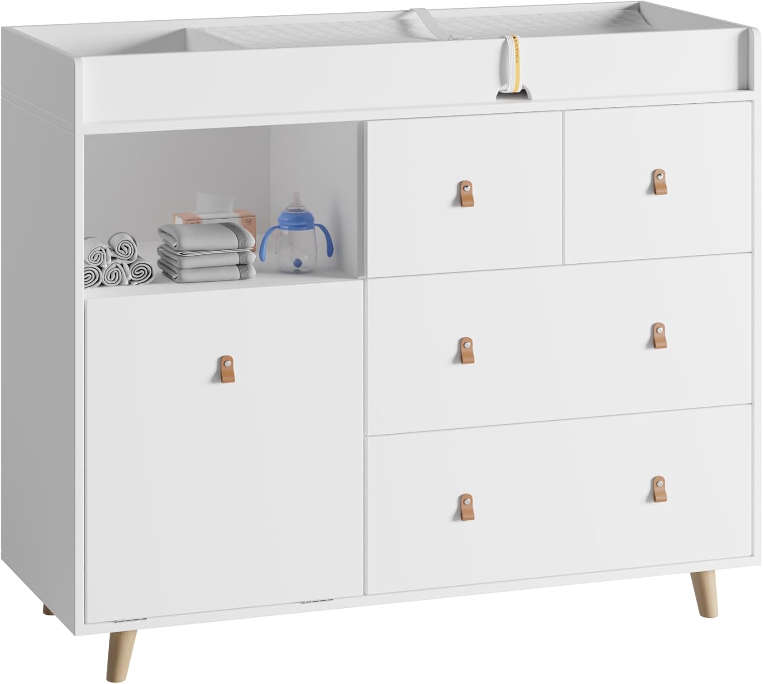 Baby Changing Table Nursery Dresser with Spacious Storage