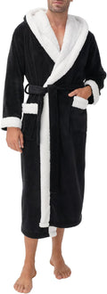 DAVID ARCHY Men's Soft Fleece Plush Robe Full Length - Cozy, Hooded