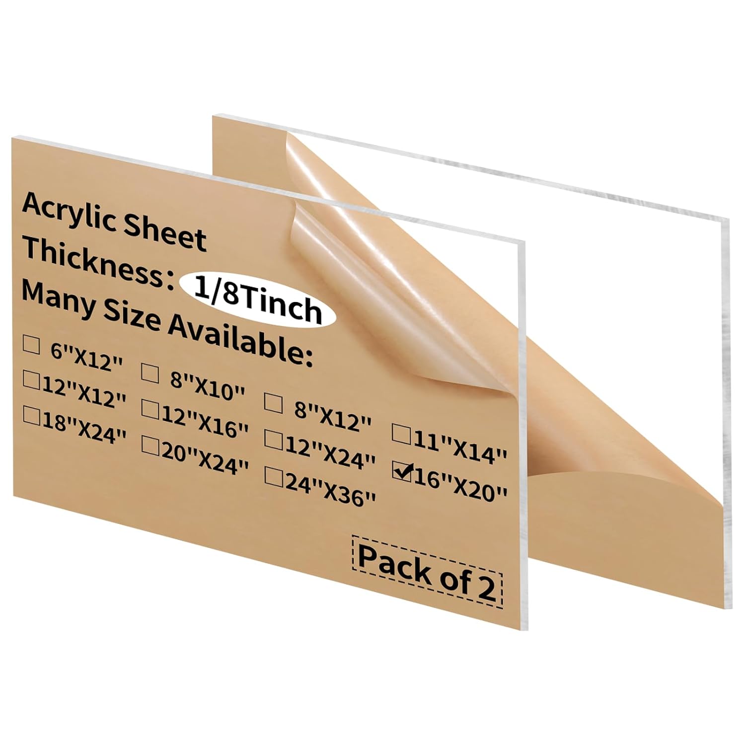 16 x 20 inch Clear Acrylic Sheets for DIY Craft Projects