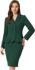 Allegra K 2 Piece Suit Skirt Sets for Women - Office Blazer & Pencil