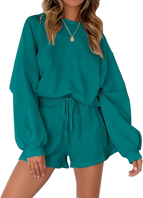 MEROKEETY Women's Oversized Batwing Sleeve Lounge Sets for Comfort