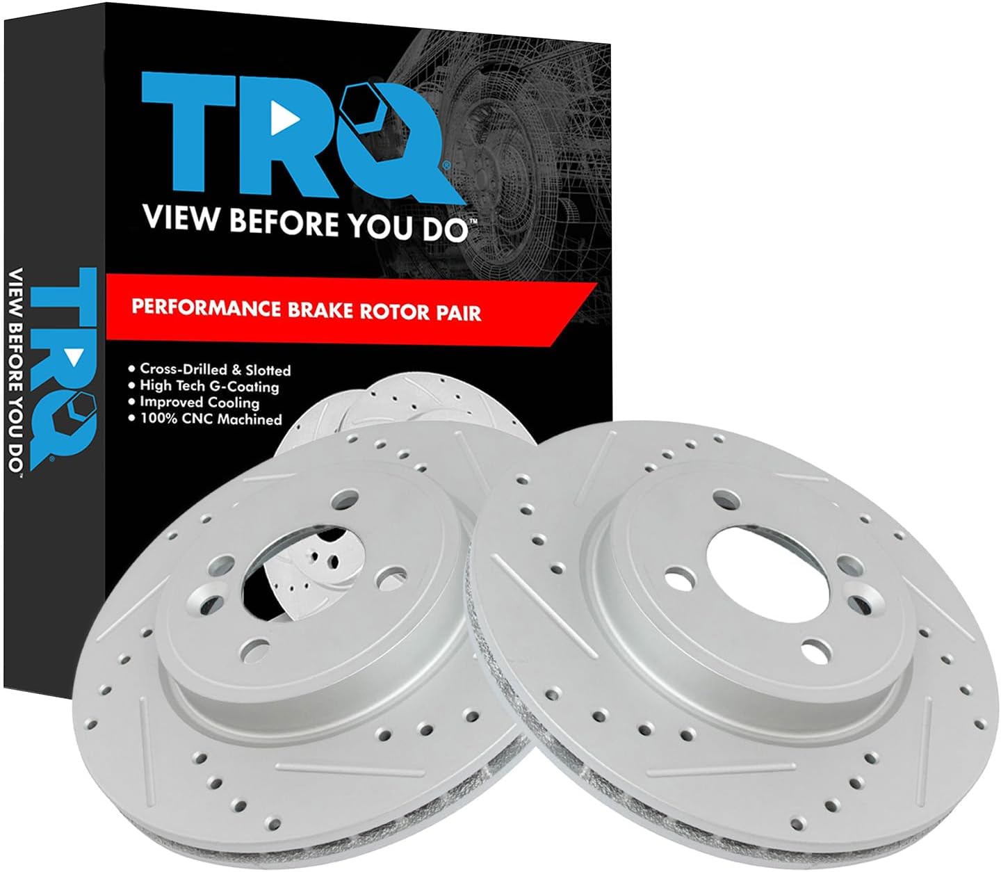 TRQ Front Performance Brake Rotors Set for Mini Cooper 2002-2006