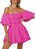 Dokotoo Womens Off The Shoulder Mini Dress - Square Neck Ruffle
