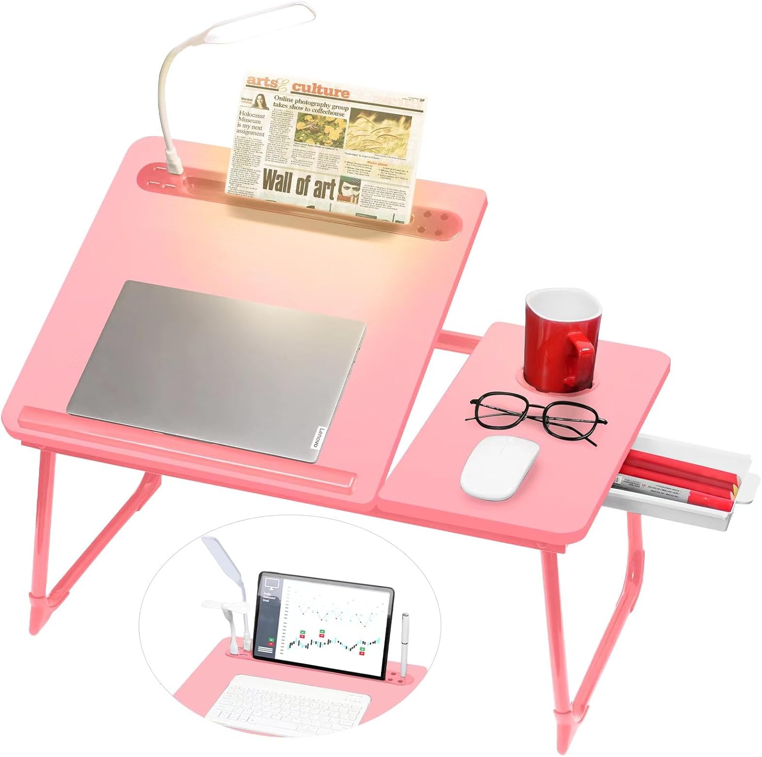 CloudTrip Plus XL Adjustable Laptop Desk with Light and Storage