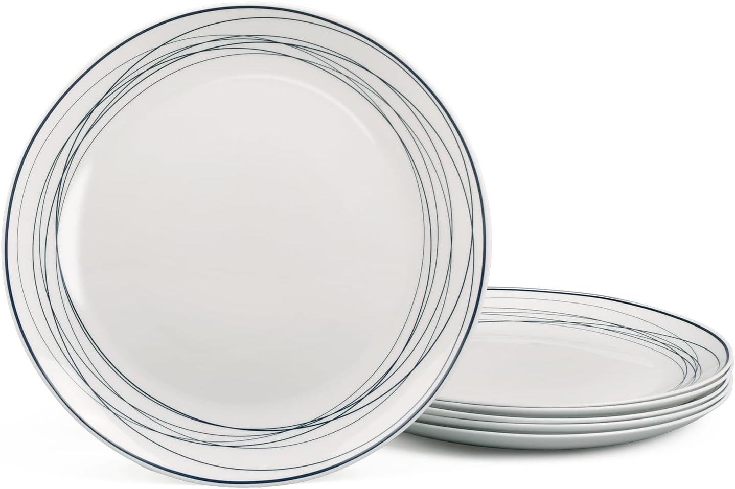 10.5 Inch Dinner Plate Set of 6 with Modern Geometric Design