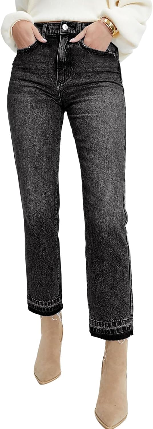 Astylish Womens High Waisted Straight Leg Ankle Jeans Review