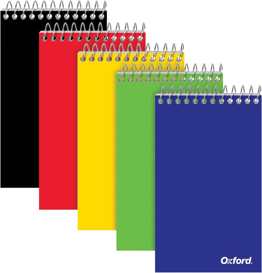 Oxford Spiral Memo Pads - 3x5 Pocket Notepad, College Ruled, Assorted Colors -5 Pack