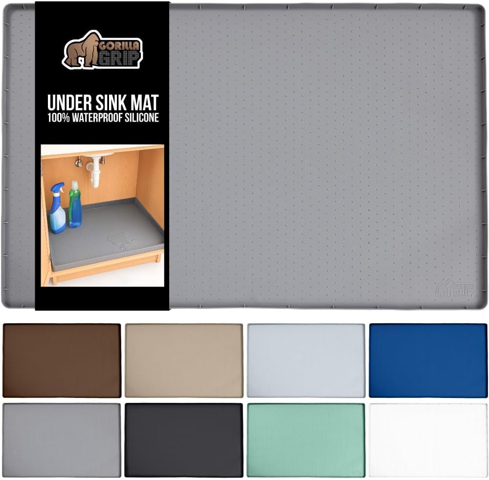 GORILLA GRIP Waterproof Silicone Under Sink Mat for Cabinets