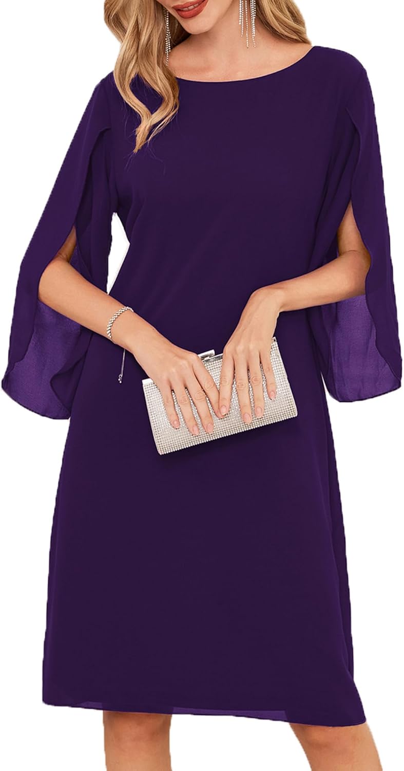 Chiffon Dresses for Women: Flutter Sleeve Party Wedding Dress
