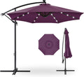 10ft Solar LED Offset Patio Umbrella - Amethyst Purple