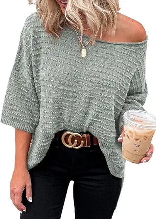 Dokotoo Women's Casual 3/4 Sleeve Tunic Tops for Fall Style