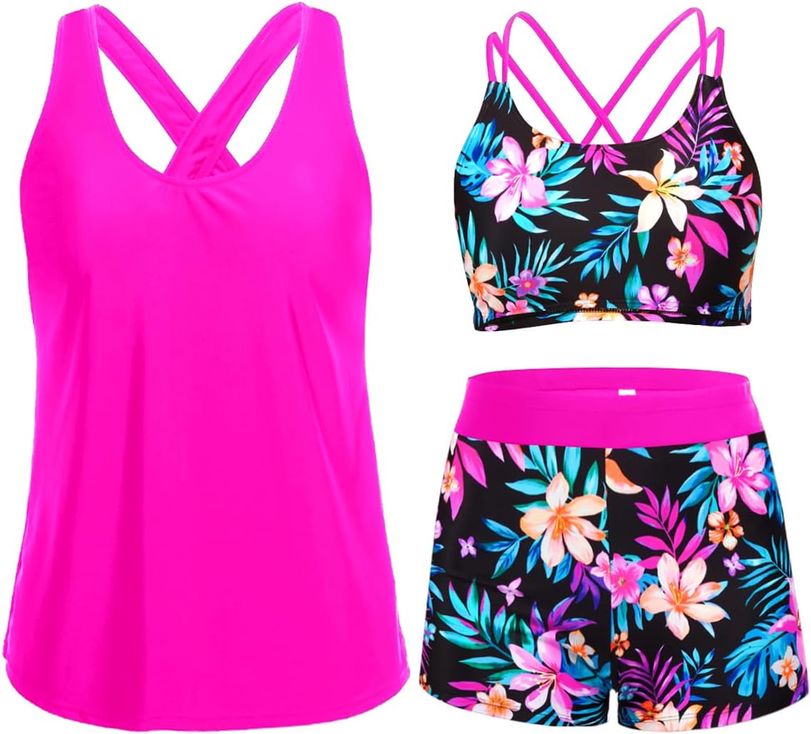 Holipick 3 Piece Tankini Swimsuits for Women with Tummy Control