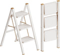 GameGem 3 Step Ladder Foldable Step Stool - Compact Reach for Home