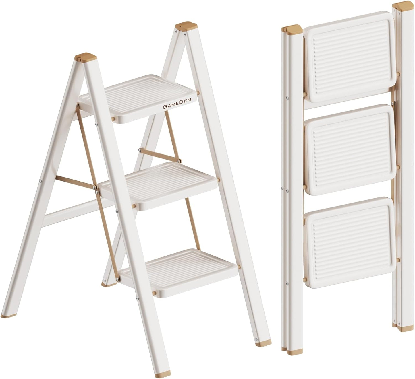 GameGem 3 Step Ladder - Foldable Step Stool for Home Use