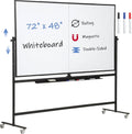 Large Magnetic Mobile Whiteboard 72in x 48in - Double Sided Rolling