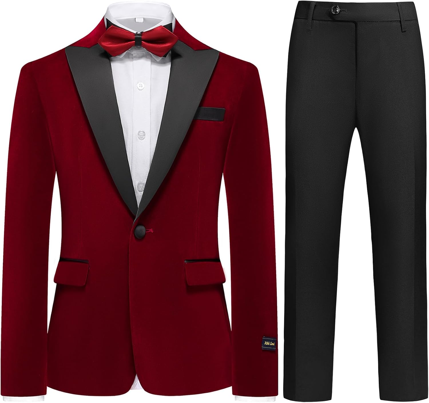 Boys Velvet Tuxedo Suit for Slim Fit Formal Events and Weddings