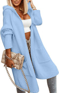 Long Hooded Cardigan for Women - Cable Knit Oversized Sweater Coat