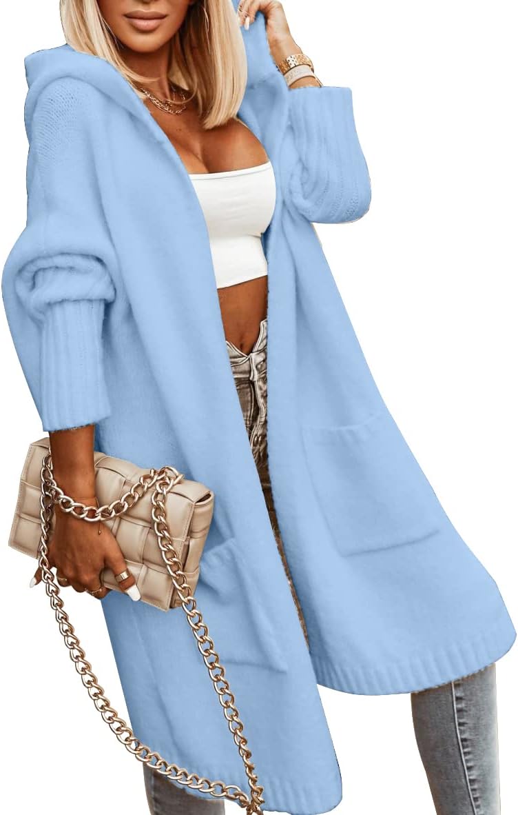 Aoysky Womens Long Cardigans Hooded Oversized Sweater Coat