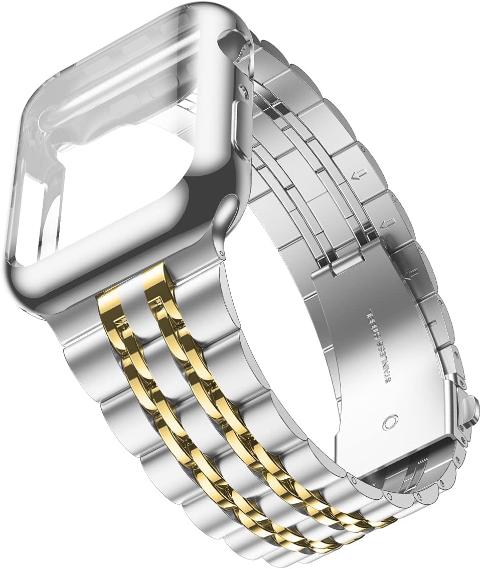 Wolait Stainless Steel Apple Watch Band with Case