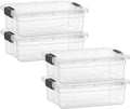 Superio Storage Bins with Lids 4 Pack - Clear Stackable Organizers