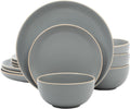 Gibson Home Rockaway 12-Piece Dinnerware Set Service for 4 - Grey