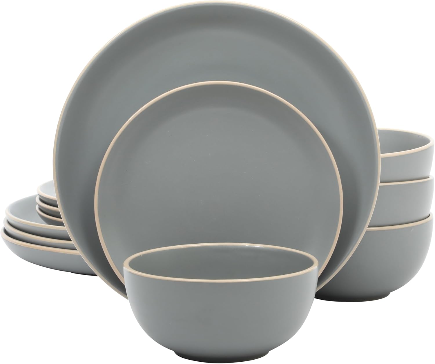 Gibson Home Rockaway 12-Piece Dinnerware Set for 4 in Grey Matte