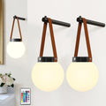 Battery Operated Wall Sconces Set of 2 - Wireless Globe Wall Lights