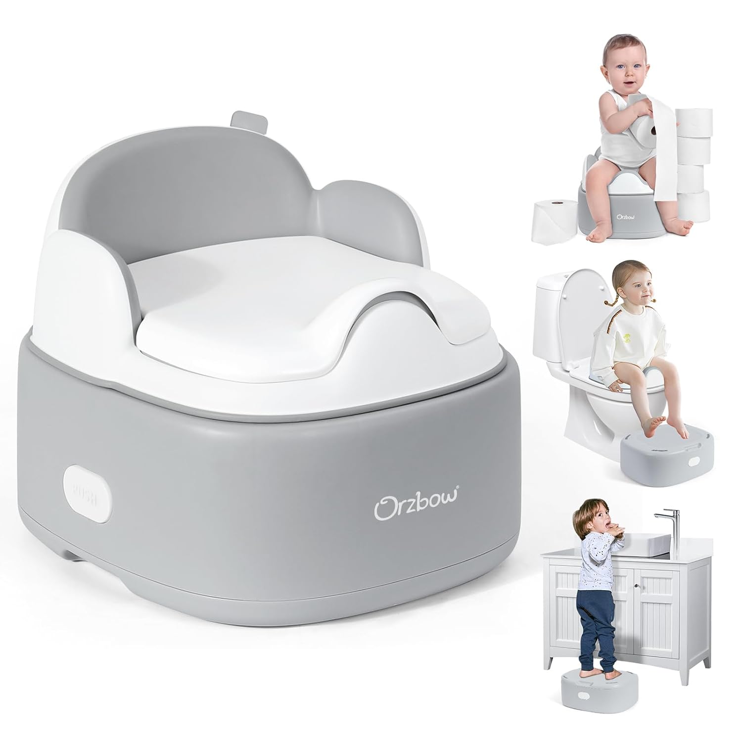 Orzbow 3-in-1 Potty Training Toilet Seat & Step Stool for Kids
