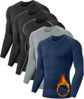 5 Pack Men's Thermal Compression Shirt Fleece Lined Base Layer - Warm