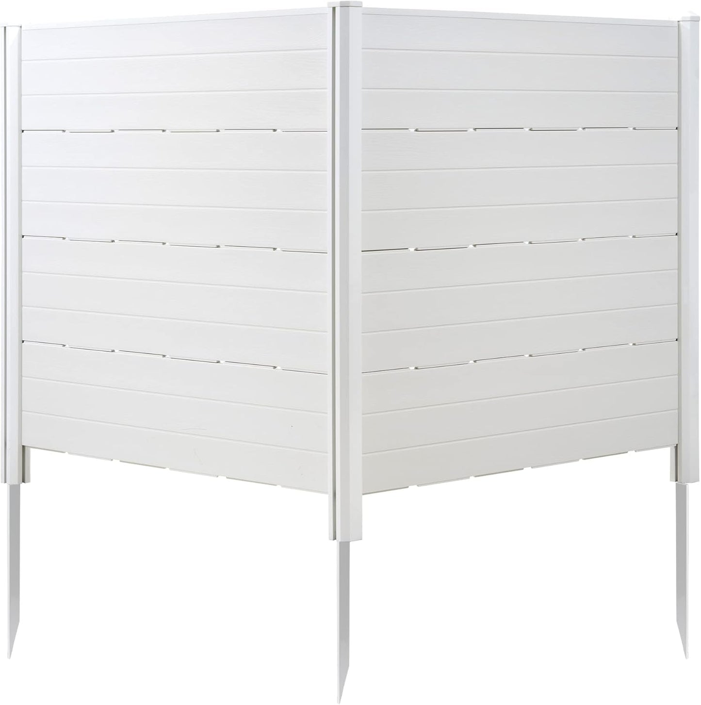 Outdoor Privacy Screen with Stake System - Dragosum 2-Panel White PVC Fence